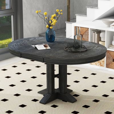Streamdale Farmhouse Round Extendable Dining Table (Natural Wood)