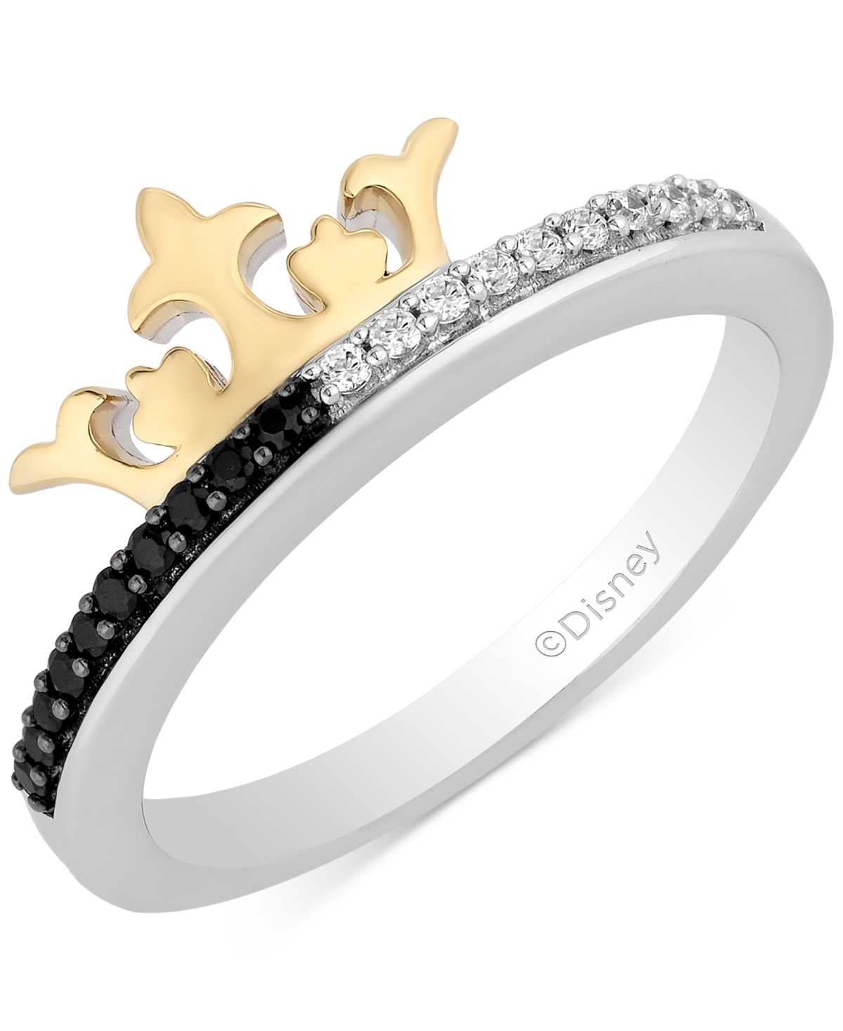Black Diamond (1/10 ct. t.w.) & White Diamond (1/10 ct. t.w.) Cruella Ring in Sterling Silver & Gold-Plate - Sterling Silver  Gold-Plate