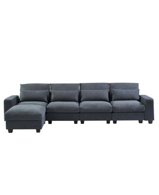 Feather Filled L-Shape Convertible Sectional Sofa