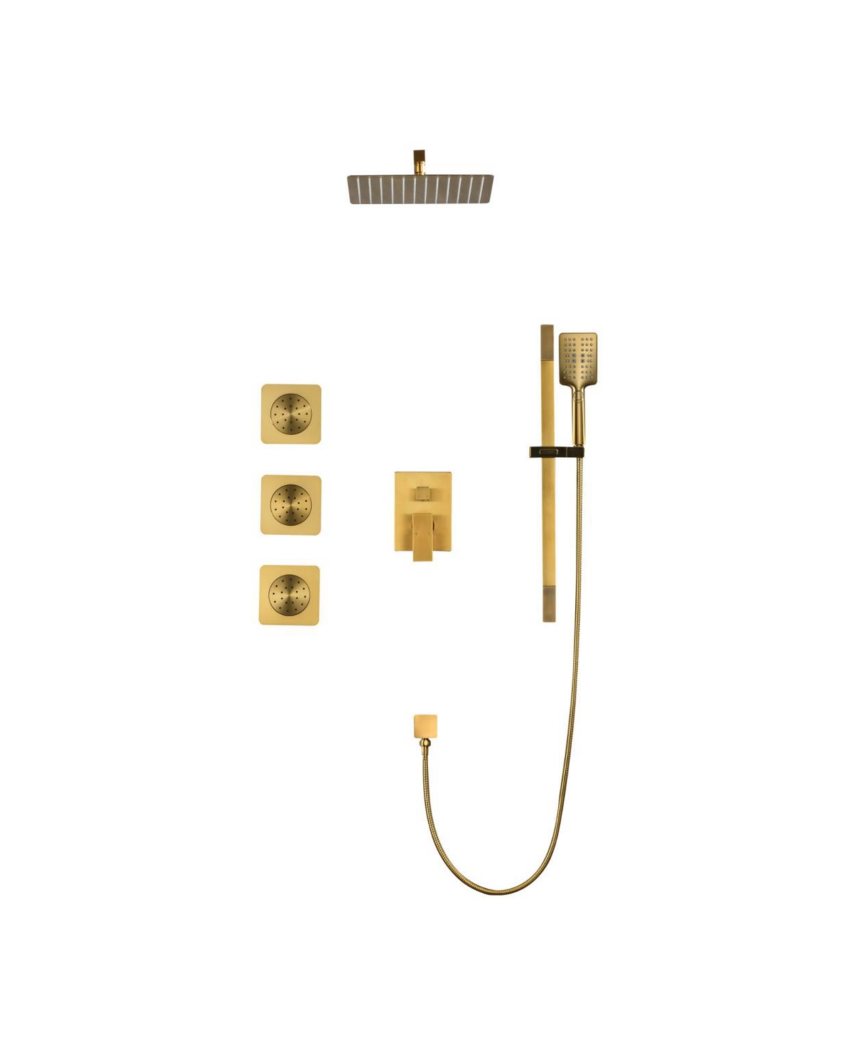 Complete Shower System with Multiple Components - Gold