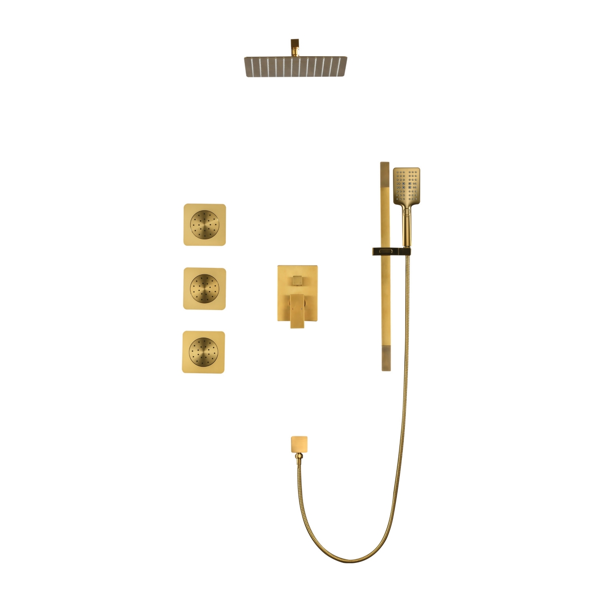 Complete Shower System with Multiple Components - Gold