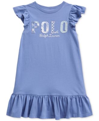 Polo Ralph Lauren - Toddler & Little Girls Cotton Ruffled-Sleeve Ruffled Dress