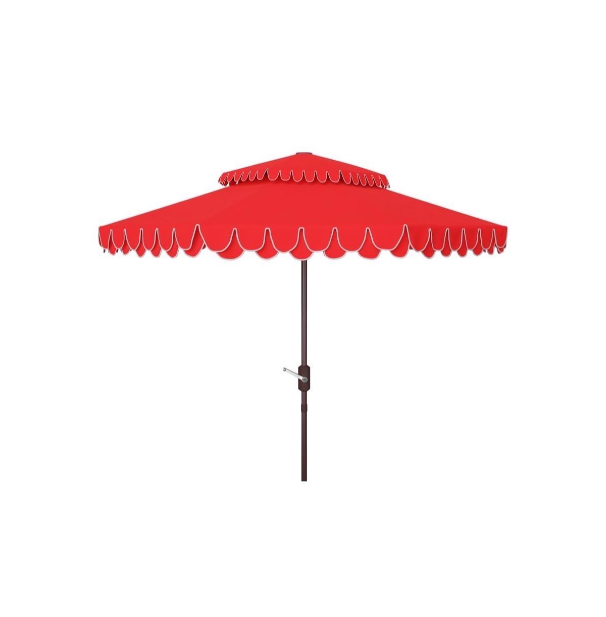Elegant Valance 9Ft Double Top Umbrella - Red