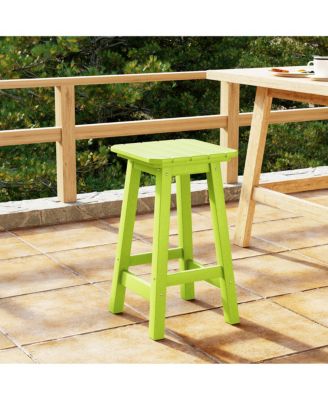 24" HDPE Outdoor Patio Counter High Backless Square Bar Stool