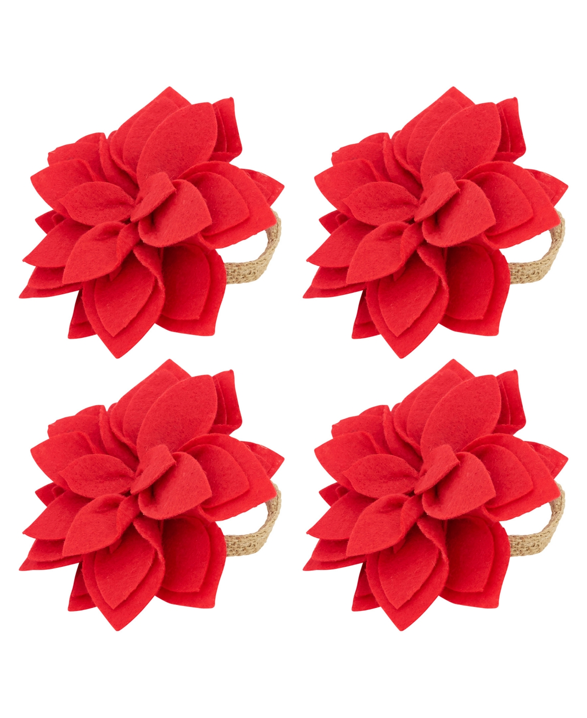 Saro Lifestyle Felt Blossom Napkin Ring Set Of 4,set In Aqua