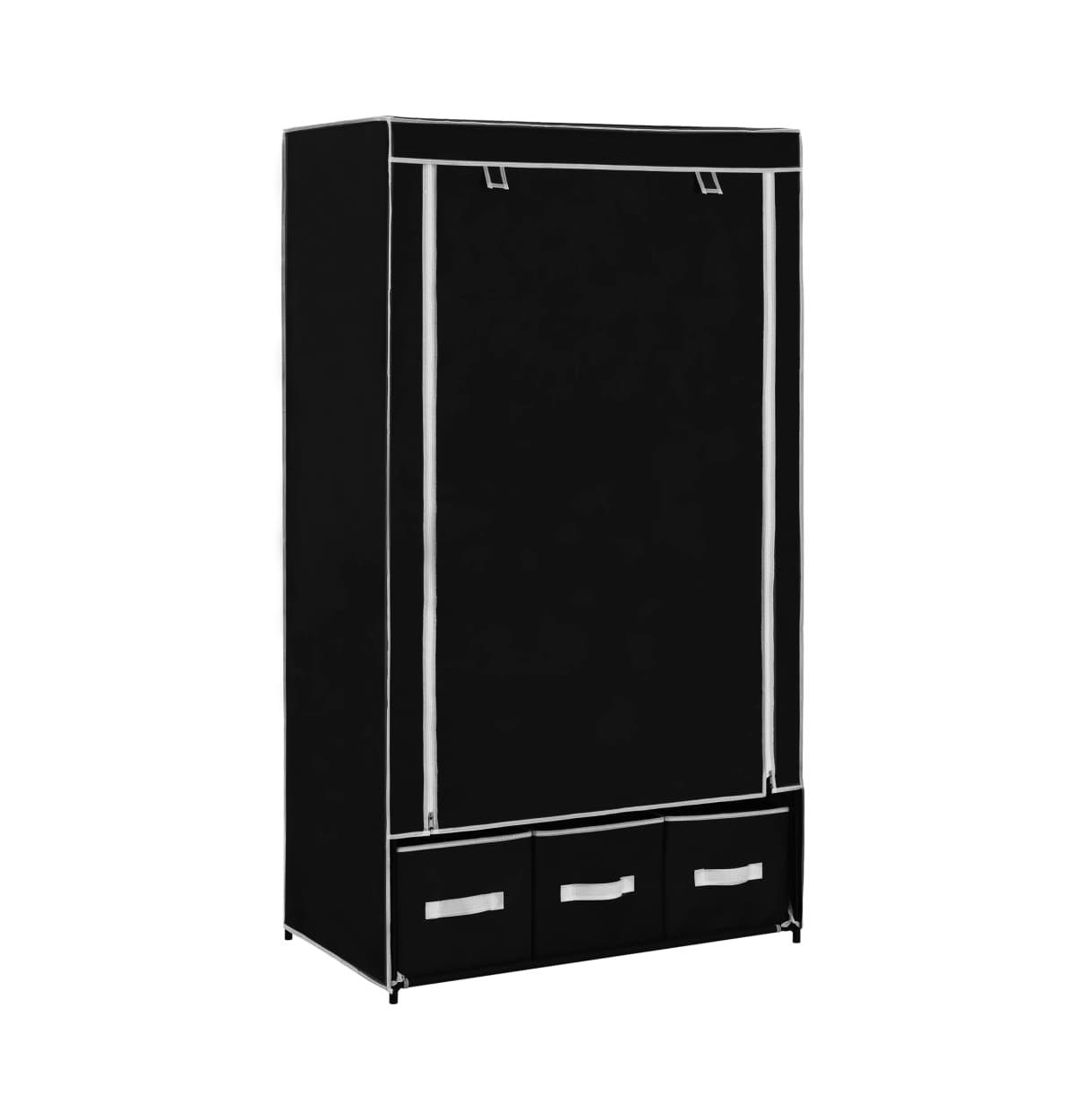 Wardrobe Black 34.3"x19.3"x62.6" Fabric - Black