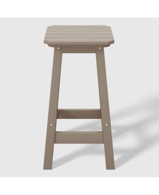 24" HDPE Outdoor Patio Counter High Backless Square Bar Stool