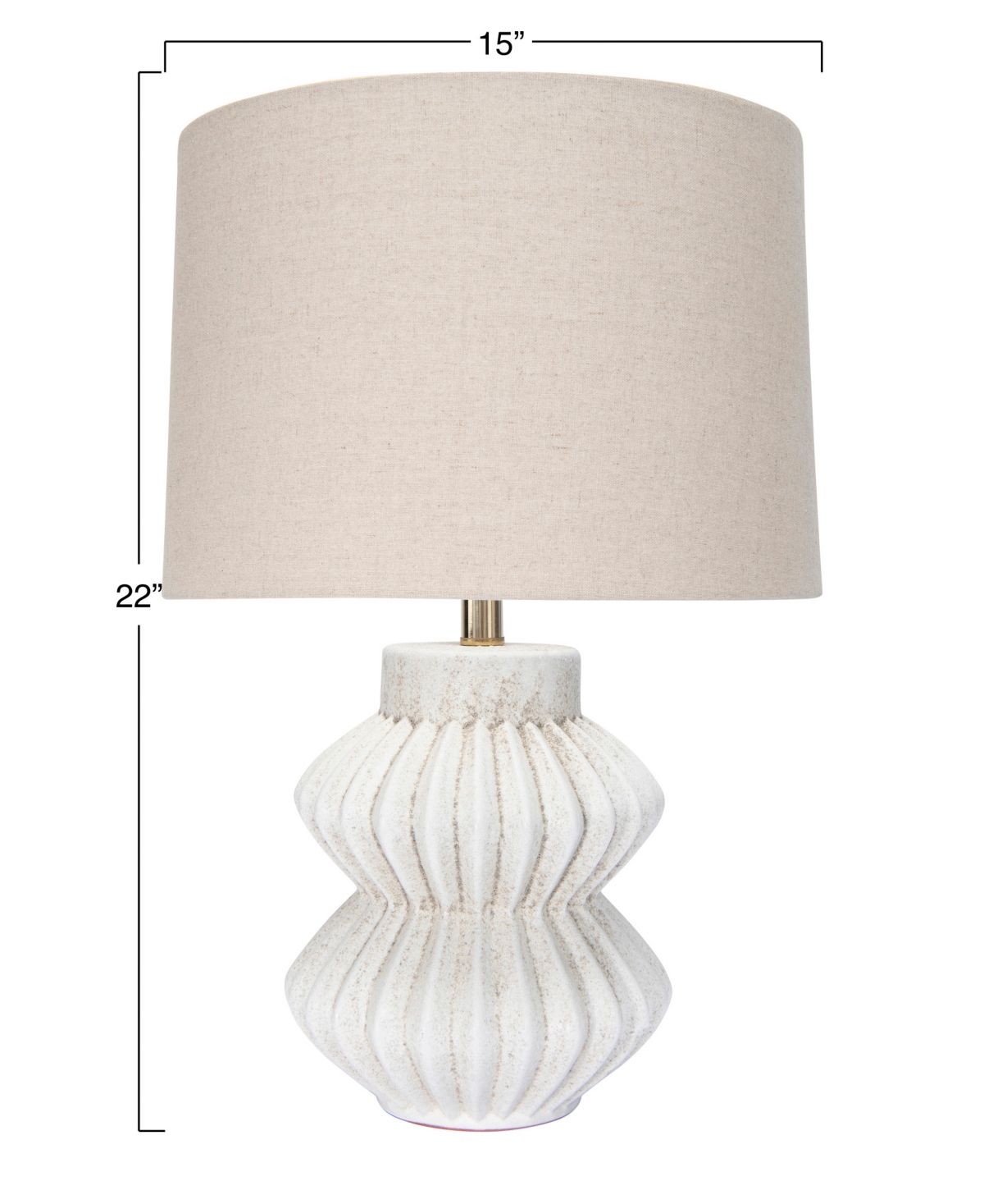 Storied Home Fluted Terra-cotta Table Lamp With Linen Shade Distressed White In Grey