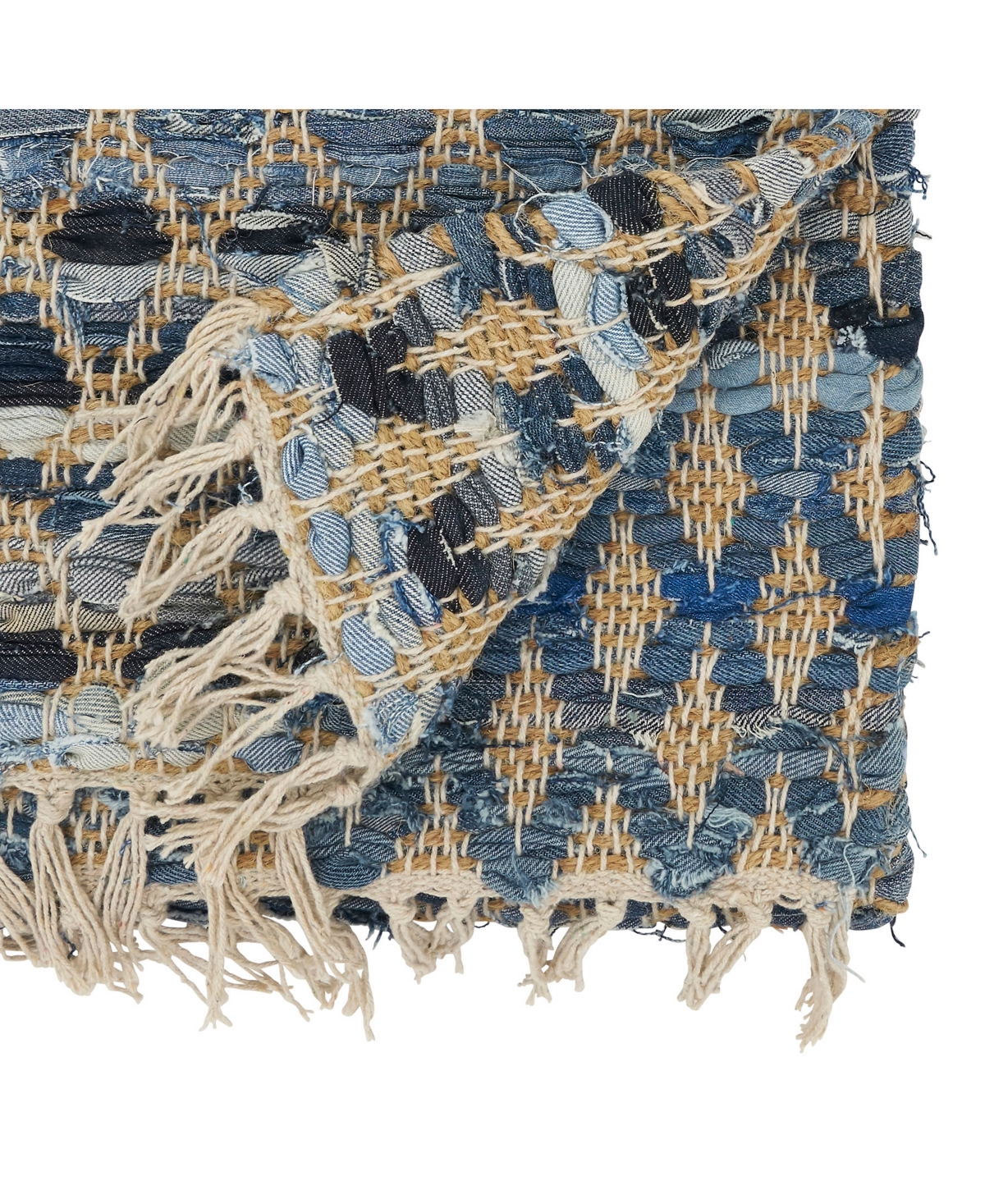 SARO LIFESTYLE WOVEN CHINDI NET FRINGED TABLE RUNNER, 16"X72" 