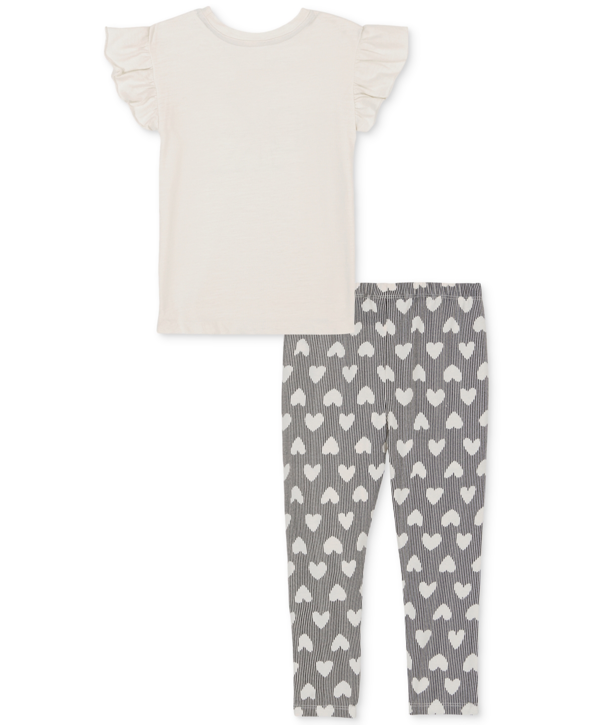Calvin Klein Toddler and Little Girls Jersey Flutter-Sleeve Logo Top & Heart-Print Leggings, 2 Piece Set