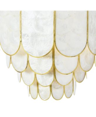 14" Round 4-Tier Capiz and Metal Flush Mount Ceiling Light