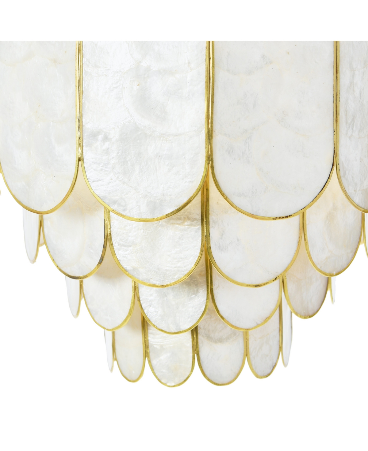 Storied Home 14" Round 4-tier Capiz And Metal Flush Mount Ceiling Light In Gold