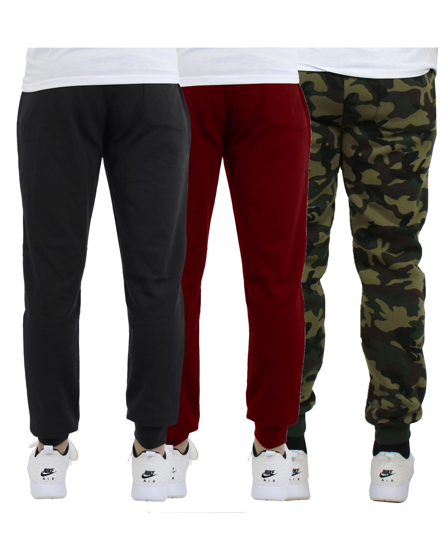 Мужские брюки Blue Ice Modern Fit Heavyweight Classic Fleece Jogger Sweatpants- 3 Pack, цвет: Чёрный бордовый — фото 2