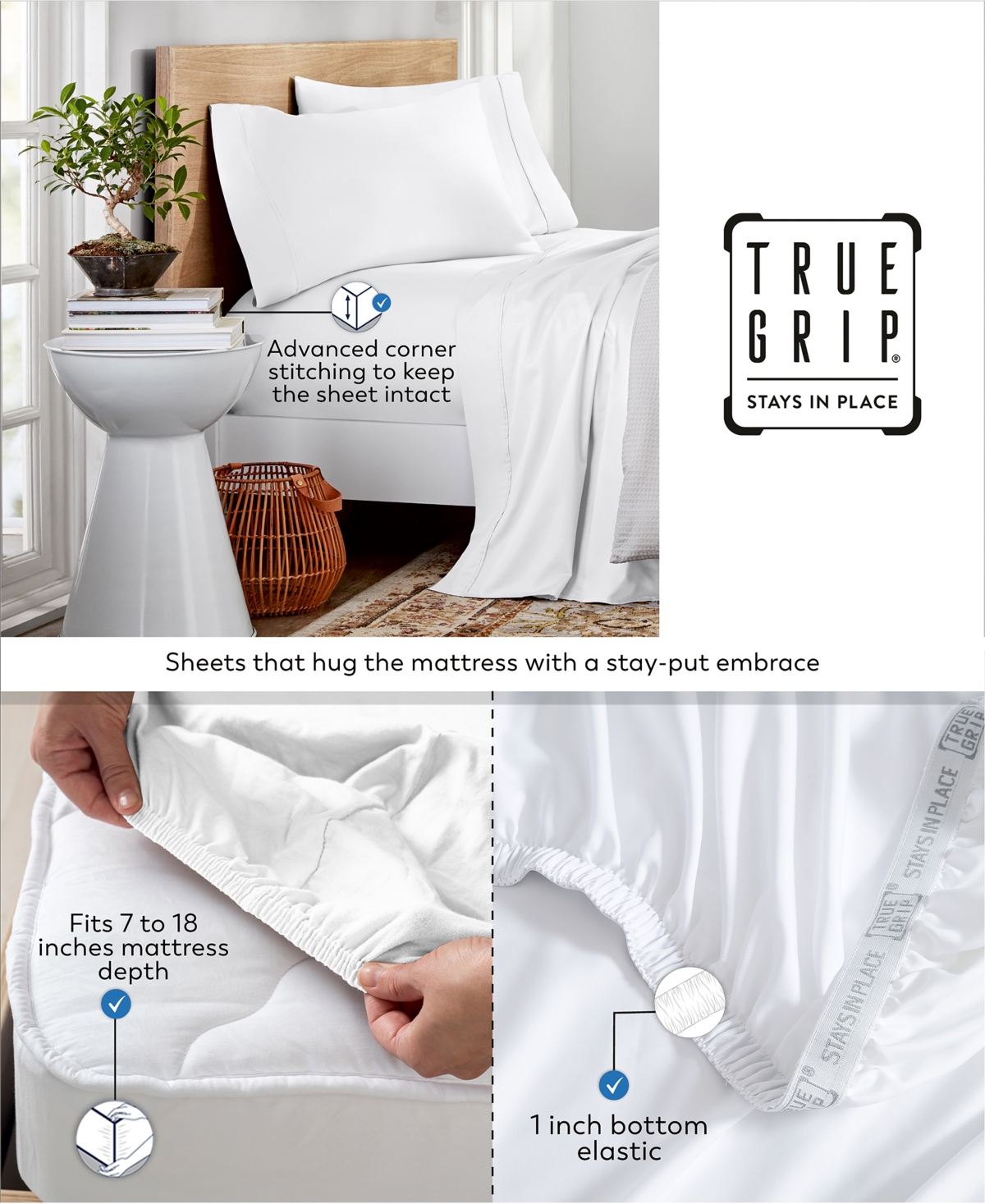Purity Home 300 Thread Count Brushed Cotton Percale -Pc. Sheet Set