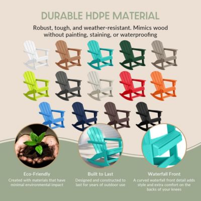 3 Piece set Outdoor Patio Poly Adirondack rocking chairs with side table