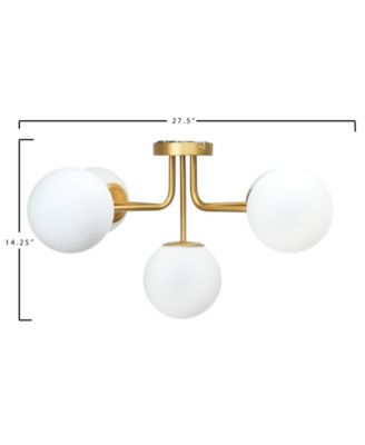 Storied Home Sputnik Flush Mount Opal Glass Ceiling Light Brushed Gold