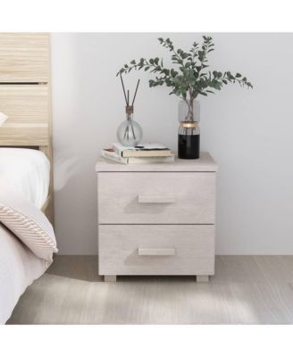 Bedside Cabinet HAMAR White 15.7"x13.8"x17.5" Solid Pinewood