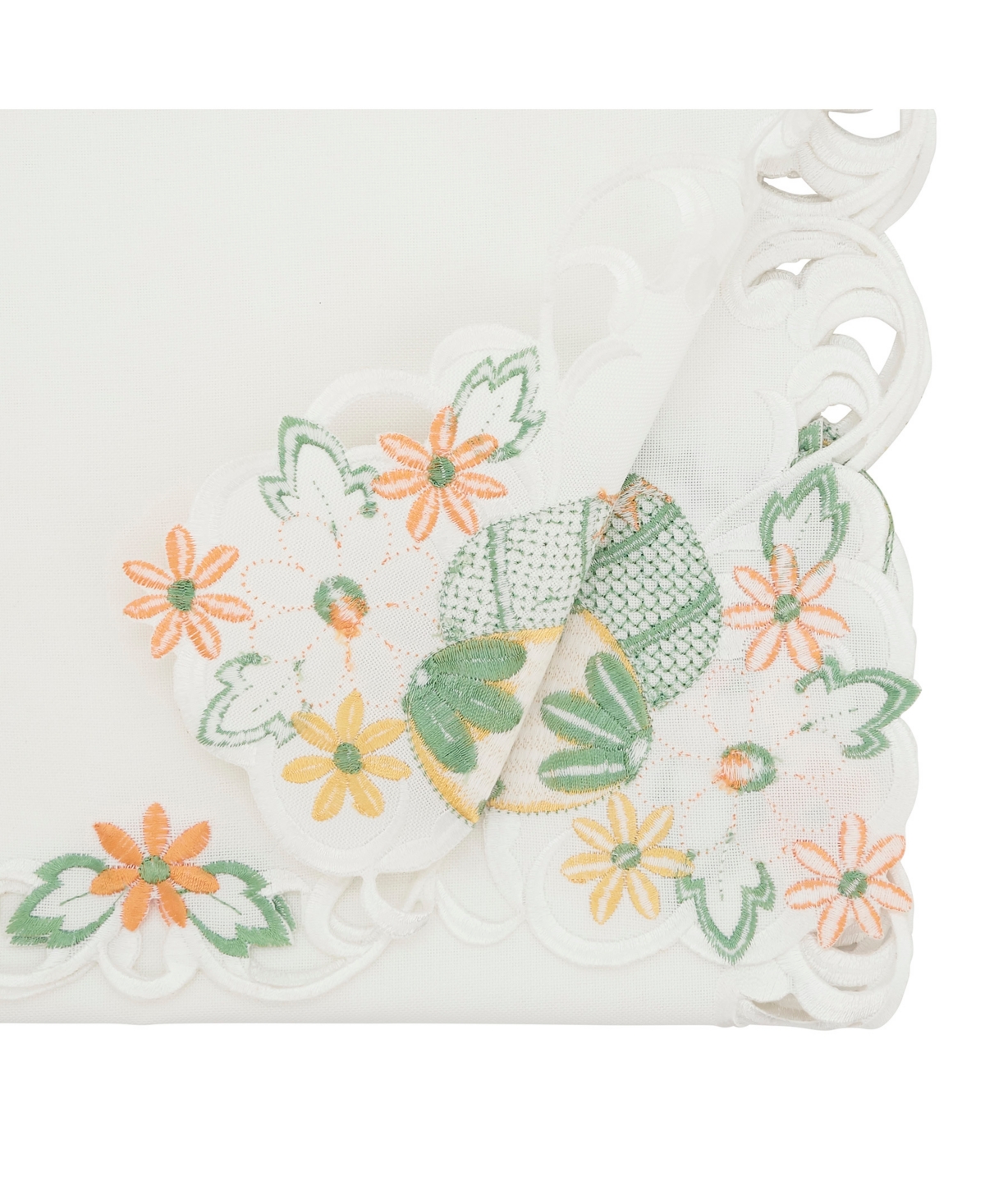 Saro Lifestyle Embroidered Easter Eggcellent Table Runner, 16"x120" In White