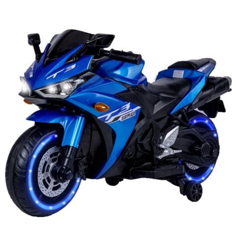 Детская игрушка Streamdale Furniture Tamco 12V Ride-On Motorcycle With Training Wheels, Ages 3-7, цвет: Синий