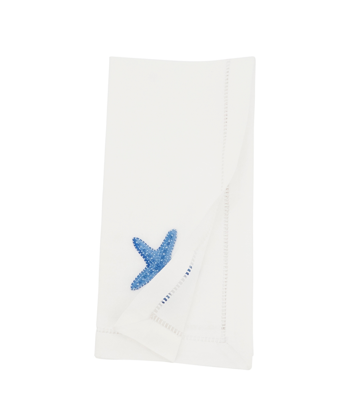 Saro Lifestyle Embroidered Starfish Serenade Napkin Set Of 6, 20"x20" In White