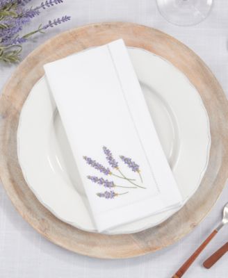 Garden Bliss Embroidered Lavender Napkin Set of 6, 20"x20"