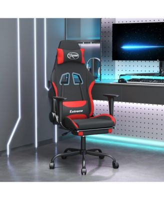 Gaming Chair with Footrest Black and Red Fabric