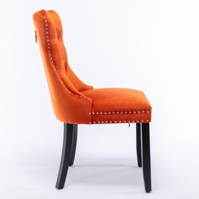 Modern Velvet Upholstered Dining Chair Set, Orange