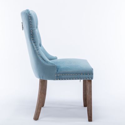 Modern Velvet Dining Chairs 2-PCS Set, Light Blue