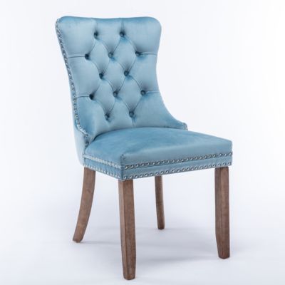 Modern Velvet Dining Chairs 2-PCS Set, Light Blue