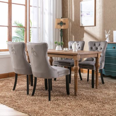 Streamdale Contemporary Velvet Upholstered Dining Chair Set, Gray, 2-Pcs