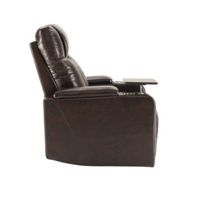 Single Piece Faux Leather with USB Charging and Storage -  Power Motion Recliner