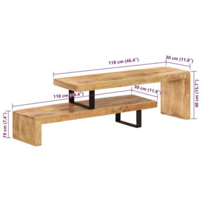 TV Stand Natural Mango Wood Solid Mango Wood, Wrought Iron Medium
