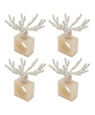 Coral Breeze Beaded Resin Napkin Ring Set of 4,
