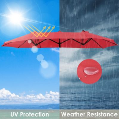 10x6.5 Ft Patio Umbrella Replacement Canopy Sunshade Cover for Market Tabletop