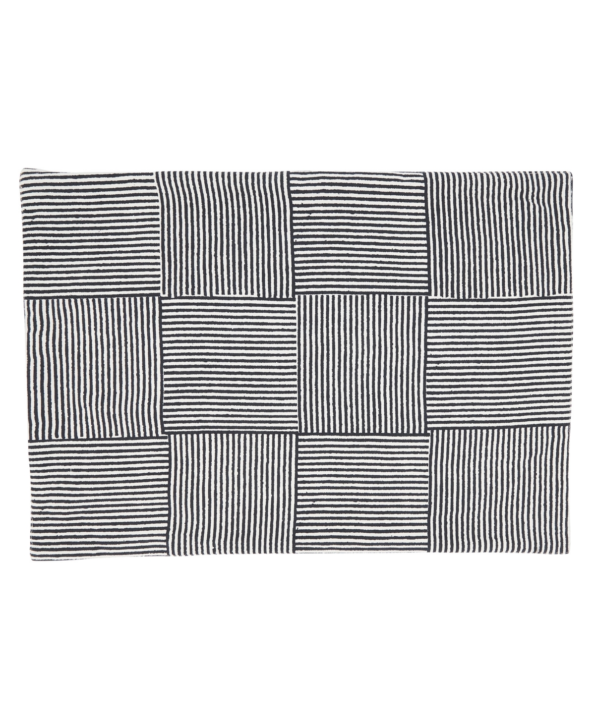 Saro Lifestyle Artisan Block Print Placemat Set Of 4, 14"x20" In Navy Blue