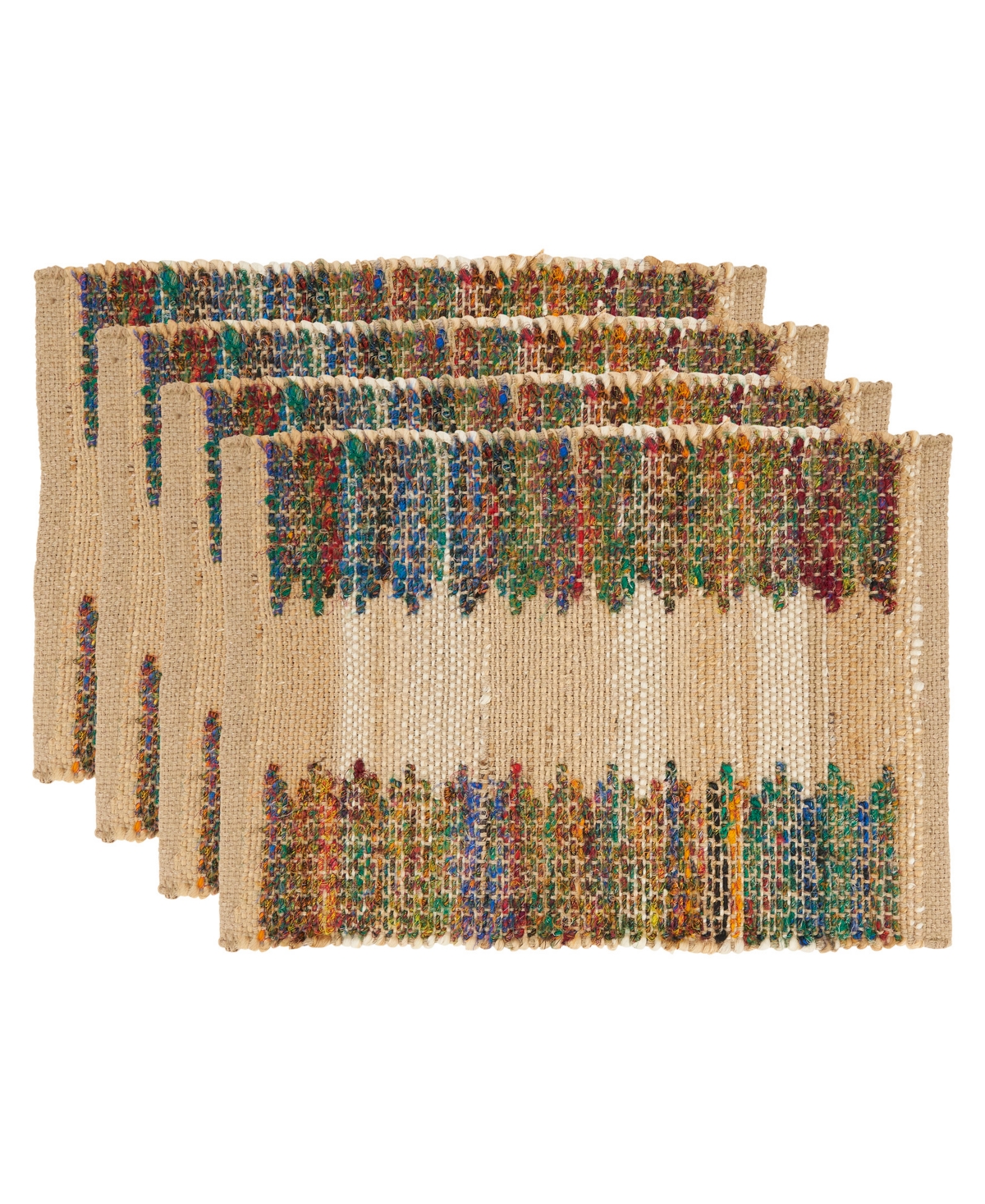 Saro Lifestyle Rainbow Rhythm Banded Placemat Set Of 4, 14"x20" In Multi