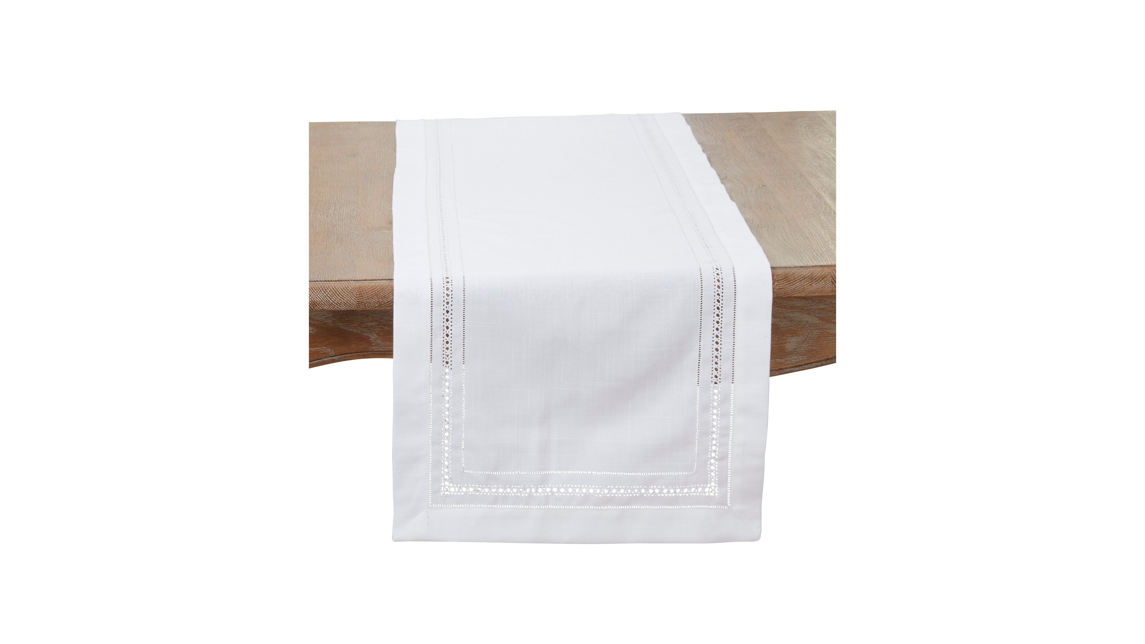 Saro Lifestyle Traditional Hemstitch Table Runner, 16"x72"