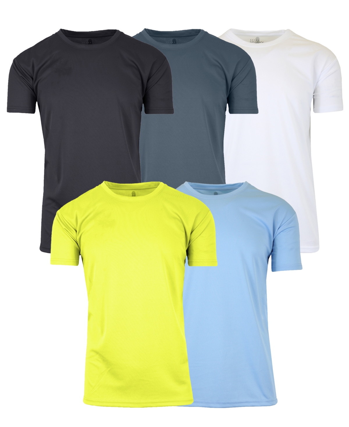Galaxy By Harvic Men's Short Sleeve Moisture-wicking Quick Dry Performance Crew Neck Tee -5 Pack In Black Multi 1