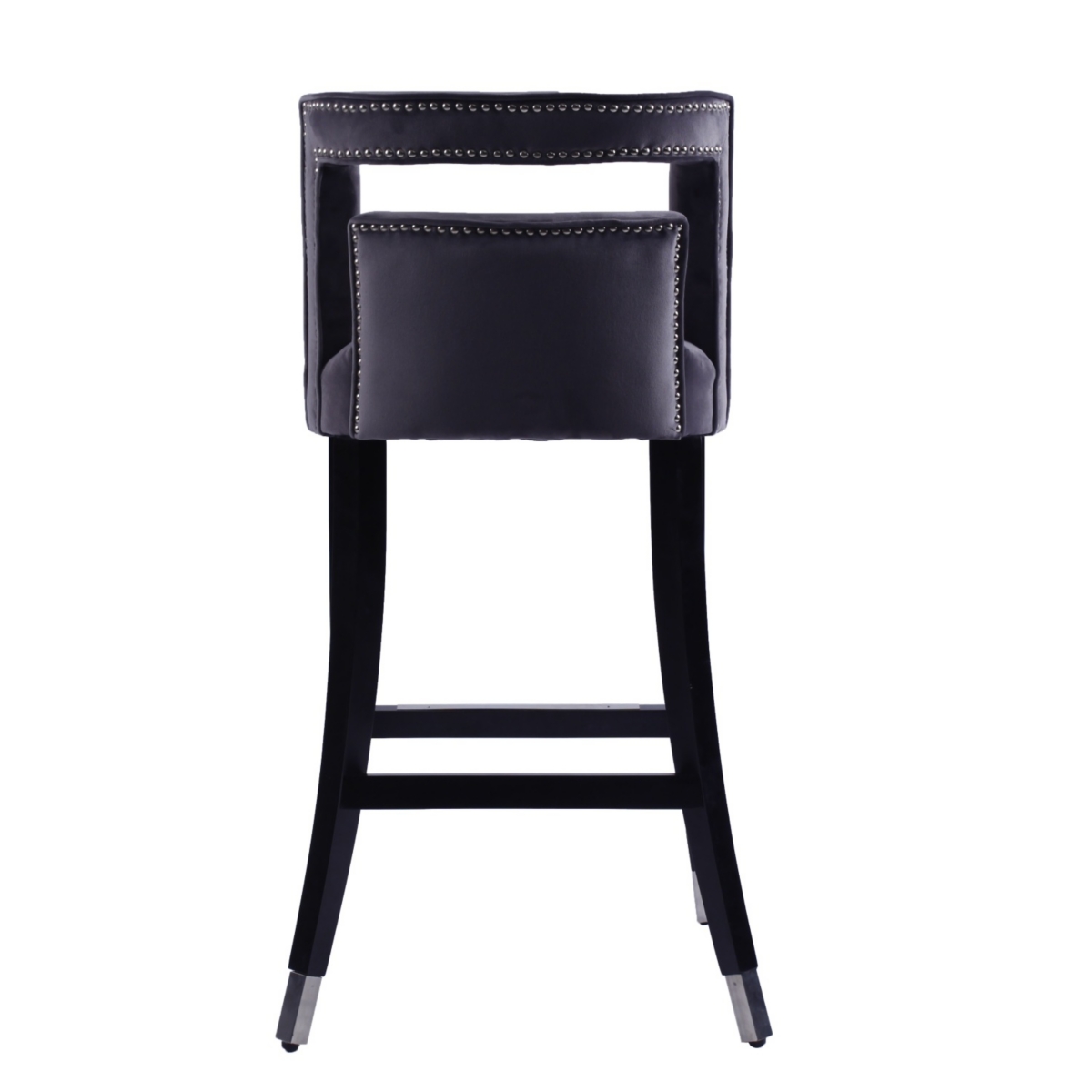 Streamdale Furniture Suede Velvet Barstool With Nailheads Dining Room Chair 2 Pcs Set - 30 Inch Seater Height