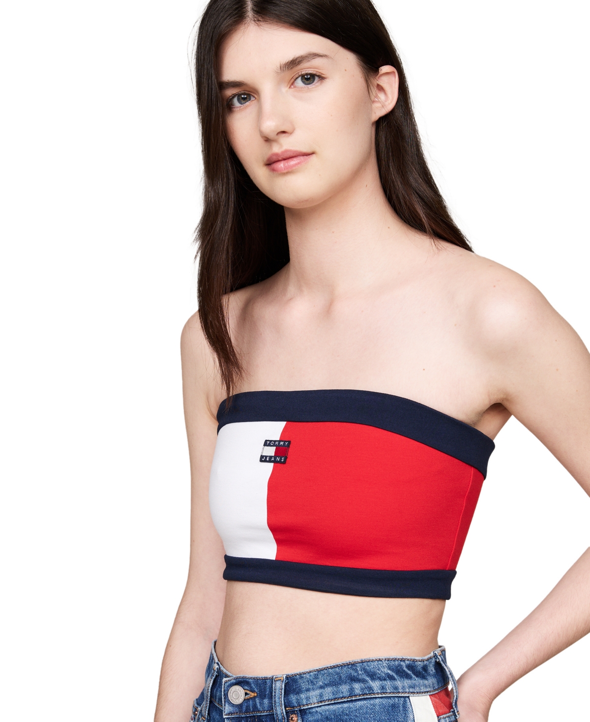 Tommy Jeans Women's Colorblocked Logo-Badge Tube Top -/ MULTI