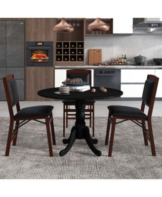 4-Person Dining Table Wooden Kitchen Table with Solid Rubber Wood Frame for Kitchen