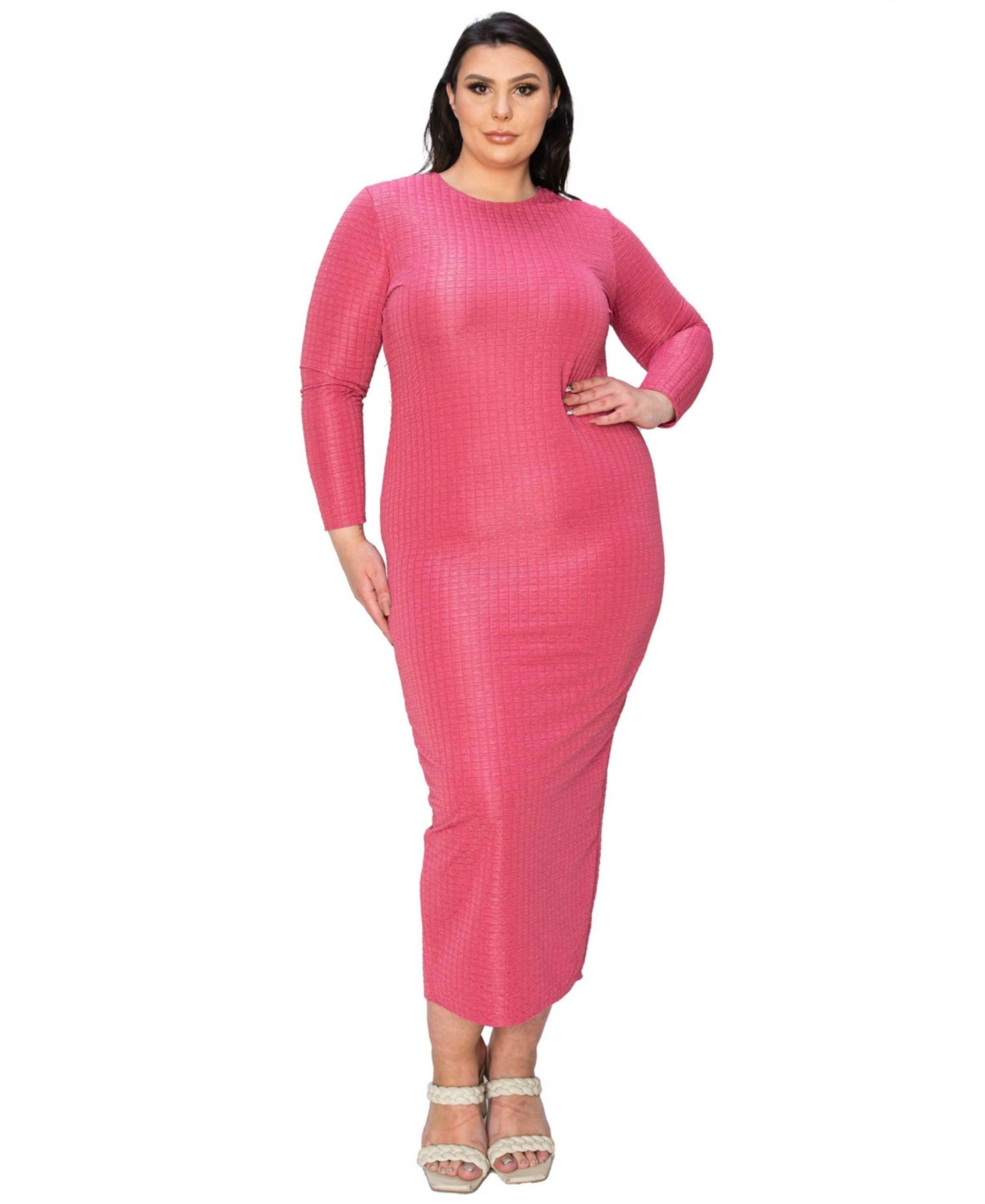 Plus Size Kylo Textured Bodycon Dress - Rose