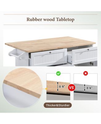 Farmhouse Kitchen Island Set with Drop Leaf and Seating