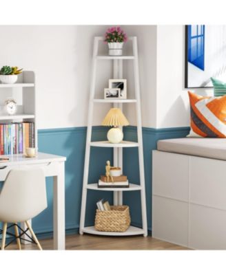 Corner Bookshelf 5-Tier Standing Shelving Unit for Living Room, Kitchen, Home Office, Indoor Plant Stand
