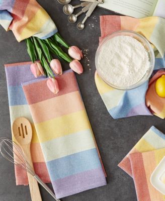 Be YOU-tiful Collection Absorbent Long-Lasting Kitchen, Dishtowel Dishcloth Set, Heavyweight, Rainbow Stripe, 6 Count