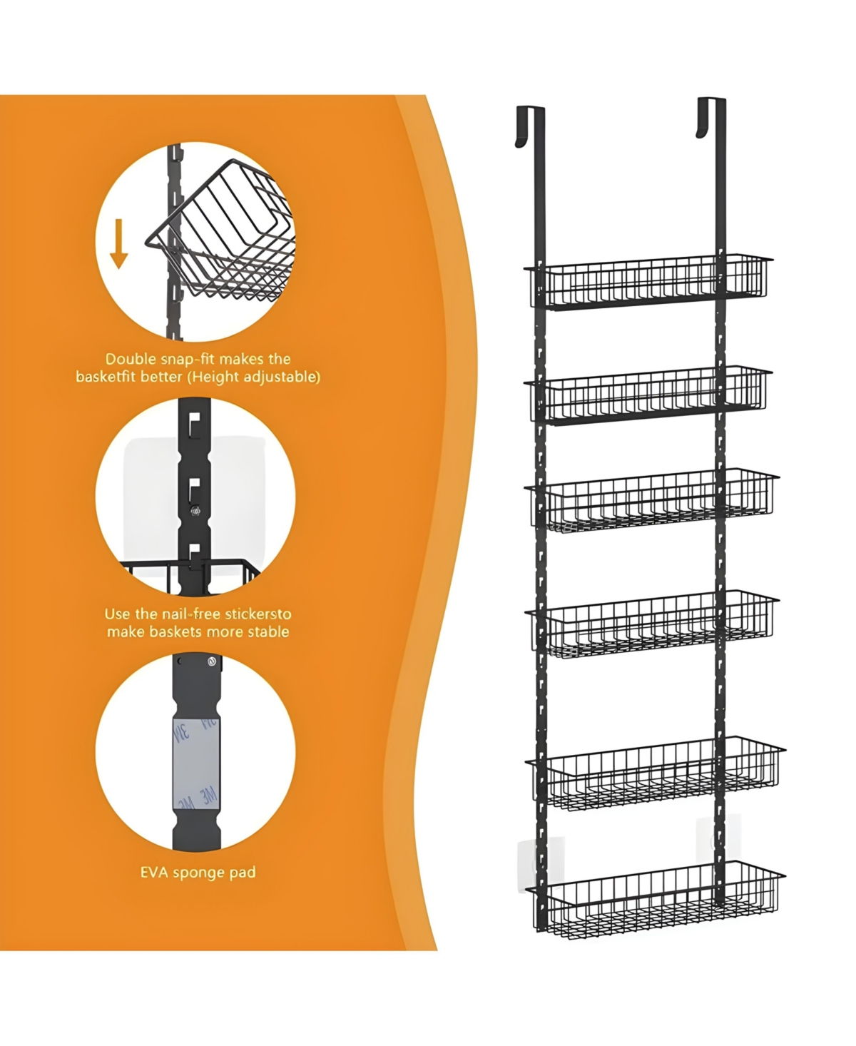 Sugift Over the Door Pantry Organizer with 6 Tier Adjustable Shelves