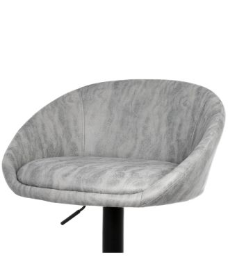 2 Piece Cloth Adjustable Bar Stool Set in Gray with Black Base