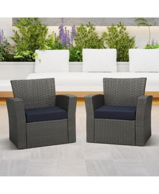 Set of 2 20" x 19" Outdoor Patio Seat Cushions Without Welt