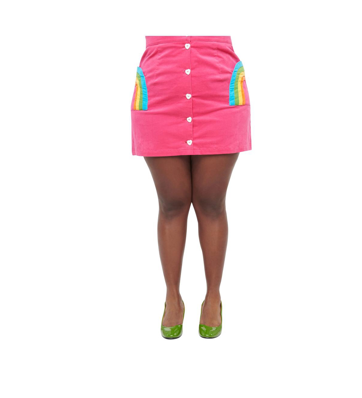 Plus Size Match Game Mini Skirt - Hot pink  rainbow