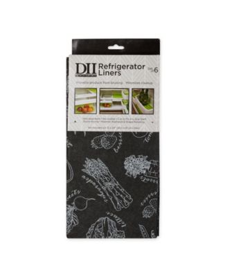 Fridge Liner Collection Non-Adhesive, Cut to Fit, 12x24", Black Market Print, 6 Piece